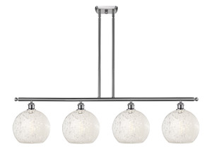 White Mouchette - 4 Light - 48 inch - Brushed Satin Nickel - Stem Hung - Island Light (516-4I-SN-G1216-10WM)