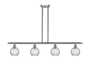 Athens Water Glass - 4 Light - 48 inch - Brushed Satin Nickel - Cord hung - Island Light (516-4I-SN-G1215-6)