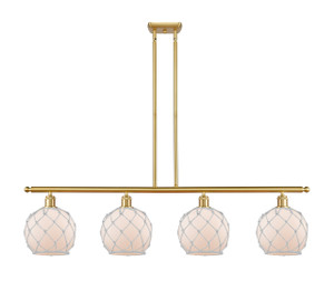 Farmhouse Rope - 4 Light - 48 inch - Satin Gold - Cord hung - Island Light (516-4I-SG-G121-8RW-LED)