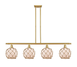 Farmhouse Rope - 4 Light - 48 inch - Satin Gold - Cord hung - Island Light (516-4I-SG-G121-8RB-LED)