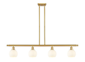 White Venetian - 4 Light - 48 inch - Satin Gold - Stem Hung - Island Light (516-4I-SG-G1217-6WV)