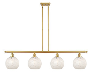 White Mouchette - 4 Light - 48 inch - Satin Gold - Stem Hung - Island Light (516-4I-SG-G1216-8WM)