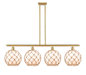 Farmhouse Rope - 4 Light - 48 inch - Satin Gold - Cord hung - Island Light (516-4I-SG-G121-10RB-LED)