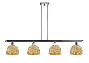 Woven Rattan - 4 Light - 48 inch - Polished Chrome - Multi Pendant (516-4I-PC-RBD-8-NAT)