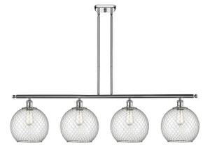 Farmhouse Chicken Wire - 4 Light - 48 inch - Polished Chrome - Cord hung - Island Light (516-4I-PC-G122-10CSN)