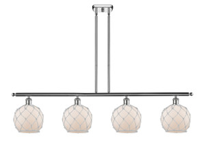 Farmhouse Rope - 4 Light - 48 inch - Polished Chrome - Cord hung - Island Light (516-4I-PC-G121-8RW-LED)