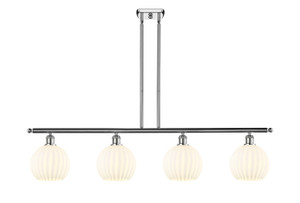 White Venetian - 4 Light - 48 inch - Polished Chrome - Stem Hung - Island Light (516-4I-PC-G1217-8WV)