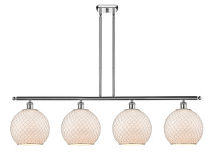 Farmhouse Chicken Wire - 4 Light - 48 inch - Polished Chrome - Cord hung - Island Light (516-4I-PC-G121-10CSN-LED)