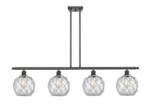 Farmhouse Rope - 4 Light - 48 inch - Oil Rubbed Bronze - Cord hung - Island Light (516-4I-OB-G122-8RW-LED)