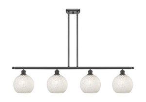 White Mouchette - 4 Light - 48 inch - Oil Rubbed Bronze - Stem Hung - Island Light (516-4I-OB-G1216-8WM)