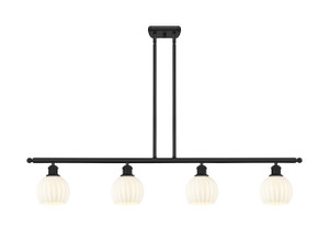 White Venetian - 4 Light - 48 inch - Matte Black - Stem Hung - Island Light (516-4I-BK-G1217-6WV)
