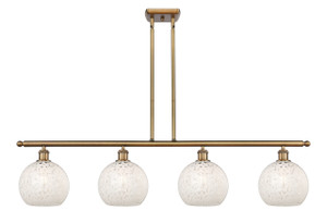 White Mouchette - 4 Light - 48 inch - Brushed Brass - Stem Hung - Island Light (516-4I-BB-G1216-8WM)