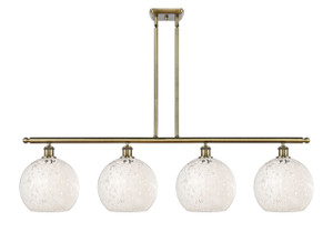 White Mouchette - 4 Light - 48 inch - Antique Brass - Stem Hung - Island Light (516-4I-AB-G1216-10WM)