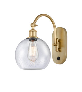 Athens - 1 Light - 8 inch - Satin Gold - Sconce (518-1W-SG-G124-8-LED) Athens - 1 Light - 8 inch - Satin Gold - Sconce (518-1W-SG-G124-8-LED)
