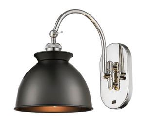 Adirondack - 1 Light - 8 inch - Polished Nickel - Sconce (518-1W-PN-M14-BK-LED)