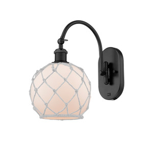 Farmhouse Rope - 1 Light - 8 inch - Matte Black - Sconce (518-1W-BK-G121-8RW-LED) Farmhouse Rope - 1 Light - 8 inch - Matte Black - Sconce (518-1W-BK-G121-8RW-LED)