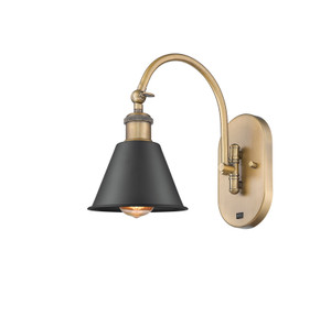 Smithfield - 1 Light - 7 inch - Brushed Brass - Sconce (518-1W-BB-M8-BK-LED)