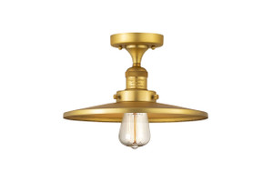 Railroad - 1 Light - 12 inch - Satin Gold - Semi-Flush Mount (517-1CH-SG-MFR-SG-12)
