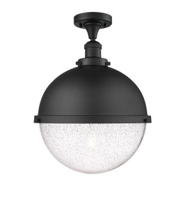 Hampden - 1 Light - 13 inch - Matte Black - Semi-Flush Mount (517-1CH-BK-HFS-124-BK-LED)