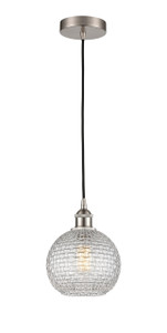 Athens - 1 Light - 8 inch - Brushed Satin Nickel - Cord hung - Mini Pendant (616-1P-SN-G122C-8CL)