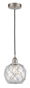 Farmhouse Rope - 1 Light - 8 inch - Brushed Satin Nickel - Cord hung - Mini Pendant (616-1P-SN-G122-8RW)