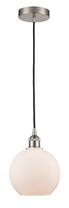 Athens - 1 Light - 8 inch - Brushed Satin Nickel - Cord hung - Mini Pendant (616-1P-SN-G121-8)