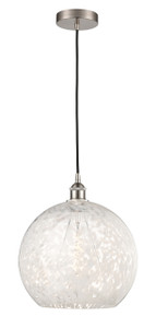 White Mouchette - 1 Light - 14 inch - Brushed Satin Nickel - Cord Hung - Pendant (616-1P-SN-G1216-14WM)