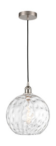 Athens Water Glass - 1 Light - 12 inch - Brushed Satin Nickel - Cord hung - Mini Pendant (616-1P-SN-G1215-12-LED)