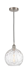 Athens Water Glass - 1 Light - 10 inch - Brushed Satin Nickel - Cord hung - Mini Pendant (616-1P-SN-G1215-10)