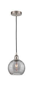Athens Deco Swirl - 1 Light - 8 inch - Brushed Satin Nickel - Cord hung - Mini Pendant (616-1P-SN-G1213-8SM)
