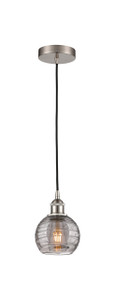 Athens Deco Swirl - 1 Light - 6 inch - Brushed Satin Nickel - Cord hung - Mini Pendant (616-1P-SN-G1213-6SM)