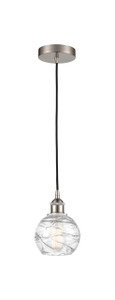Athens Deco Swirl - 1 Light - 6 inch - Brushed Satin Nickel - Cord hung - Mini Pendant (616-1P-SN-G1213-6-LED)