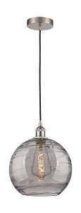 Athens Deco Swirl - 1 Light - 12 inch - Brushed Satin Nickel - Cord hung - Mini Pendant (616-1P-SN-G1213-12SM)