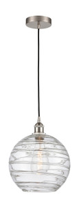 Athens Deco Swirl - 1 Light - 12 inch - Brushed Satin Nickel - Cord hung - Mini Pendant (616-1P-SN-G1213-12)