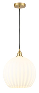 White Venetian - 1 Light - 14 inch - Satin Gold - Cord Hung - Pendant (616-1P-SG-G1217-14WV)