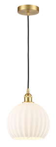 White Venetian - 1 Light - 10 inch - Satin Gold - Cord Hung - Mini Pendant (616-1P-SG-G1217-10WV)
