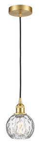 Athens Water Glass - 1 Light - 6 inch - Satin Gold - Cord hung - Mini Pendant (616-1P-SG-G1215-6-LED)