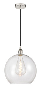 Athens - 1 Light - 14 inch - Polished Nickel - Cord hung - Pendant (616-1P-PN-G122-14-LED)