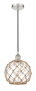 Farmhouse Rope - 1 Light - 10 inch - Polished Nickel - Cord hung - Mini Pendant (616-1P-PN-G122-10RB)