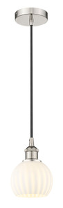 White Venetian - 1 Light - 6 inch - Polished Nickel - Cord Hung - Mini Pendant (616-1P-PN-G1217-6WV)