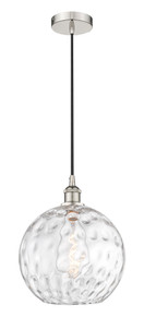 Athens Water Glass - 1 Light - 12 inch - Polished Nickel - Cord hung - Mini Pendant (616-1P-PN-G1215-12-LED)