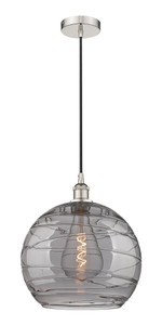 Athens Deco Swirl - 1 Light - 14 inch - Polished Nickel - Cord hung - Pendant (616-1P-PN-G1213-14SM)
