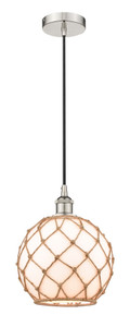 Farmhouse Rope - 1 Light - 10 inch - Polished Nickel - Cord hung - Mini Pendant (616-1P-PN-G121-10RB-LED) Farmhouse Rope - 1 Light - 10 inch - Polished Nickel - Cord hung - Mini Pendant (616-1P-PN-G121-10RB-LED)