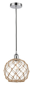 Farmhouse Rope - 1 Light - 10 inch - Polished Chrome - Cord hung - Mini Pendant (616-1P-PC-G122-10RB) Farmhouse Rope - 1 Light - 10 inch - Polished Chrome - Cord hung - Mini Pendant (616-1P-PC-G122-10RB)