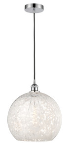 White Mouchette - 1 Light - 14 inch - Polished Chrome - Cord Hung - Pendant (616-1P-PC-G1216-14WM)