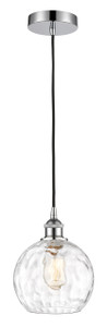 Athens Water Glass - 1 Light - 8 inch - Polished Chrome - Cord hung - Mini Pendant (616-1P-PC-G1215-8)