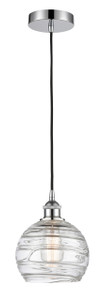 Athens Deco Swirl - 1 Light - 8 inch - Polished Chrome - Cord hung - Mini Pendant (616-1P-PC-G1213-8-LED)