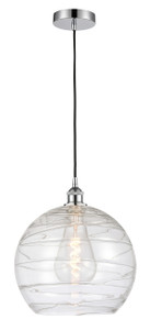 Athens Deco Swirl - 1 Light - 14 inch - Polished Chrome - Cord hung - Pendant (616-1P-PC-G1213-14-LED)
