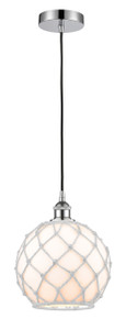 Farmhouse Rope - 1 Light - 10 inch - Polished Chrome - Cord hung - Mini Pendant (616-1P-PC-G121-10RW)