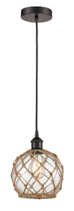 Farmhouse Rope - 1 Light - 8 inch - Oil Rubbed Bronze - Cord hung - Mini Pendant (616-1P-OB-G122-8RB)